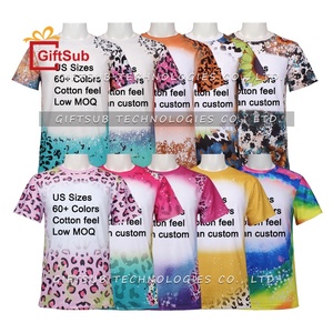 Ücretsiz örnek leopar inek ağartılmış gömlek abd boyutu erkek kadın çocuk süblimasyon düz Faux ağartılmış tam baskı Polyester t-şört - Product Image 4