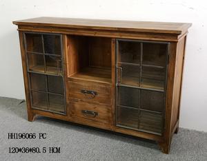 Armoire de rangement d'appoint INNOVA de style américain en bois à 2 portes et 2 tiroirs avec porte en verre pour la cuisine, le salon et la salle à manger - Product Image 2