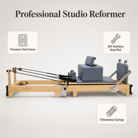 Reformer de Pilates pliable et relevable, équipement de maison, machine en bois d'érable et de chêne, reformer de Pilates pliable
