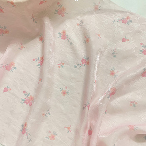 Tela para Vestido Hanfu de Primavera/Verano, Estampado Floral Rosa, Impresión Digital, Poliéster de 75 g/m², para Vestidos, Camisas y Ropa Casual - Product Image 3