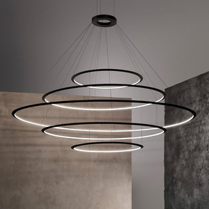 Luminaire suspendu circulaire à cinq anneaux ECOJAS <span class=keywords><strong>Bover</strong></span> en blanc, taille grande, diamètre 118 pouces - Product Image 1