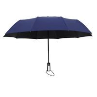Parapluie automatique à dix baleines triplement pliable, auvent en caoutchouc noir professionnel, protection solaire et pluie toutes saisons