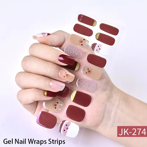 Vente en gros Nouveau Gel UV <span class=keywords><strong>Semi</strong></span> Durci 20 Pièces Autocollants pour <span class=keywords><strong>Ongles</strong></span> Festival Noël Gel Nail Wraps Bandes - Product Image 5