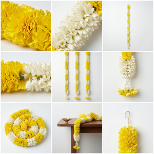 Artificial Flower Garland Yellow <b>White</b> <b>Hanging</b> Decoration Marigold Style Floral Toran for Wedding Festival and Home Decor - Product Image 6