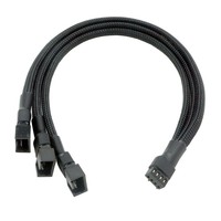 Câble Répartiteur PWM pour Ventilateur 1 vers 4, 4 Broches, Noir Tressé, 27cm, pour Ventilateur de Boîtier PC, Refroidisseur CPU, Conducteur en Cuivre Pur
