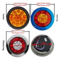 Feu arrière LED rond étanche 12V 24V pour camion et remorque, 13,5 cm, double couleur rouge ambre, ajustement universel pour camions