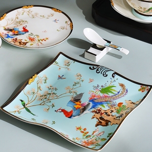72PCS Stocked High Quality Luxury Tableware Set Ceramic Plates Utensils Kit Flowers Birds Pattern 10-Piece Wholesale <b>Dinnerware</b> - Product Image 6