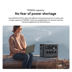 DEMUDA M10 2400W 1920Wh LiFePO4 สถานีไฟฟ้าพกพา ชาร์จเร็ว ความจุสูง 75000mAh เครื่องกำเนิดไฟฟ้าพลังงานแสงอาทิตย์แบบพกพาสำหรับใช้งานกลางแจ้ง - Product Image 4