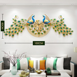 Reloj de pared de pavo real <span class=keywords><strong>para</strong></span> sala de estar, Arte Creativo, decoración de <span class=keywords><strong>fondo</strong></span> de pared, colgante silencioso - Product Image 6