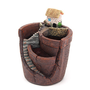 QY Vintage Succulent <b>Planter</b> With Cottage Roof Garden Desktop Indoor Flower Pot For Office Balcony Decor - Product Image 1
