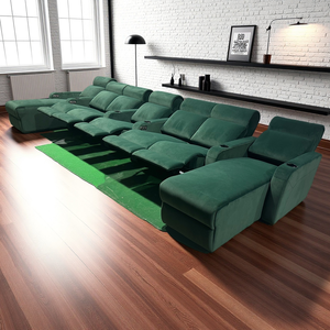 现代家庭影院电动斜躺沙发睡眠功能软床天鹅绒面料节省空间客厅家具 - Product Image 2