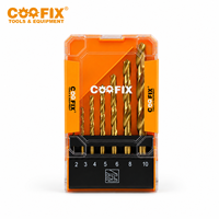Jeu de 8 forets hélicoïdaux HSS revêtus de titane COOFIX CFA-07027, 2-10 mm, pour percer le métal, le bois et le plastique, avec étui