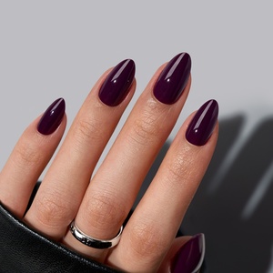 BTArtbox Uñas Postizas Hechas a Mano, Uñas Artificiales al por Mayor, Uñas de Gel Suave en Forma de Almendra, Color Morado Liso, para Halloween, Uñas a Presión - Product Image 1