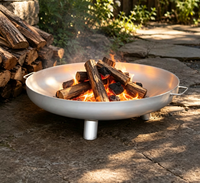 Brasero rond en acier inoxydable pour bois, idéal pour l'extérieur, la cour, le patio, le camping, avec poignées et pieds