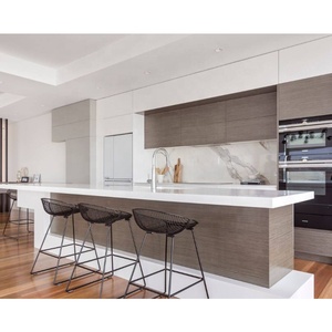 Armario de cocina de lujo con pintura italiana, paquete plano y moderno, color blanco laminado, suministro de fábrica - Product Image 1