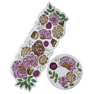 Custom Logo Woven Embroidered Floral White Lace Luxury Flower Table Runner for Home Wedding Dining Table - Product Image 1