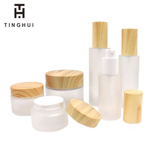 Envase de Vidrio Esmerilado para Cosméticos Faciales, Crema para el Cuidado de la Piel, con Tapa de Bambú, 30 ml, 50 ml, 100 ml, Botella con Bomba para Loción, Spray para Suero - Product Image 3