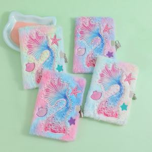Journal intime en peluche avec queue de sirène coquillage personnalisé avec serrure et stylo Journal scolaire flou pour filles - Product Image 6