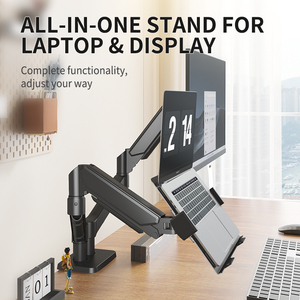 Dual Arm 2 In 1 Combo Laptop Mount With Adjustable Tray For 10-17'' Notebook With VESA <strong>Computer</strong> Gas Spring Monitor Arm For 13-32 - Product Image 4