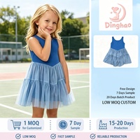 Robe de tennis sans manches pour filles DH ODM, bleu roi, justaucorps athlétique à jupe, en maille fluide, coupe trapèze, respirante, printemps-été