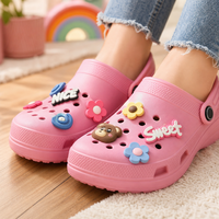 Ensemble de breloques pour chaussures en PVC mignonnes, décorations Kawaii (fleur, donut, café, canard, champignon) pour sandales à enfiler, personnalisables DIY, Marque HS, Unisexe