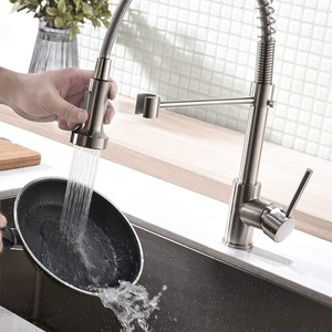 Grifo de Cocina Extraíble con Mezclador de Agua Caliente y Fría, Acabado Negro Cepillado, Acero Inoxidable 304 con Extensor de Grifo de 1080 - Product Image 5