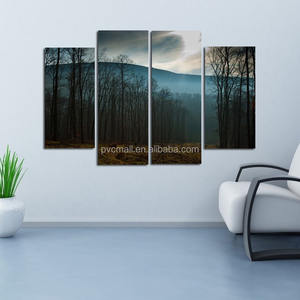 Paisaje natural árboles bosque Casa 4 paneles pared arte <span class=keywords><strong>cuadros</strong></span> y carteles impresos arte impresiones en lienzo pintura <span class=keywords><strong>para</strong></span> Decoración - Product Image 1
