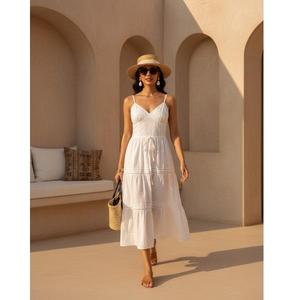 Vestido Largo Informal para Mujer, para el Verano, Uso Diario, Tela Transpirable, Diseño de Manga Larga, Vestido Largo Fluido para Viajes, Playa y Uso Diario - Product Image 4