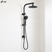 Système de douche mural moderne en laiton à faible teneur en plomb avec double pommeau de pluie, finition plaquée, haute pression et économie d'eau