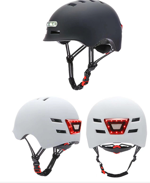 Scooter Helmet with LED Light Riding Helmet Night Flashing Riding Helmet Factory Wholesale