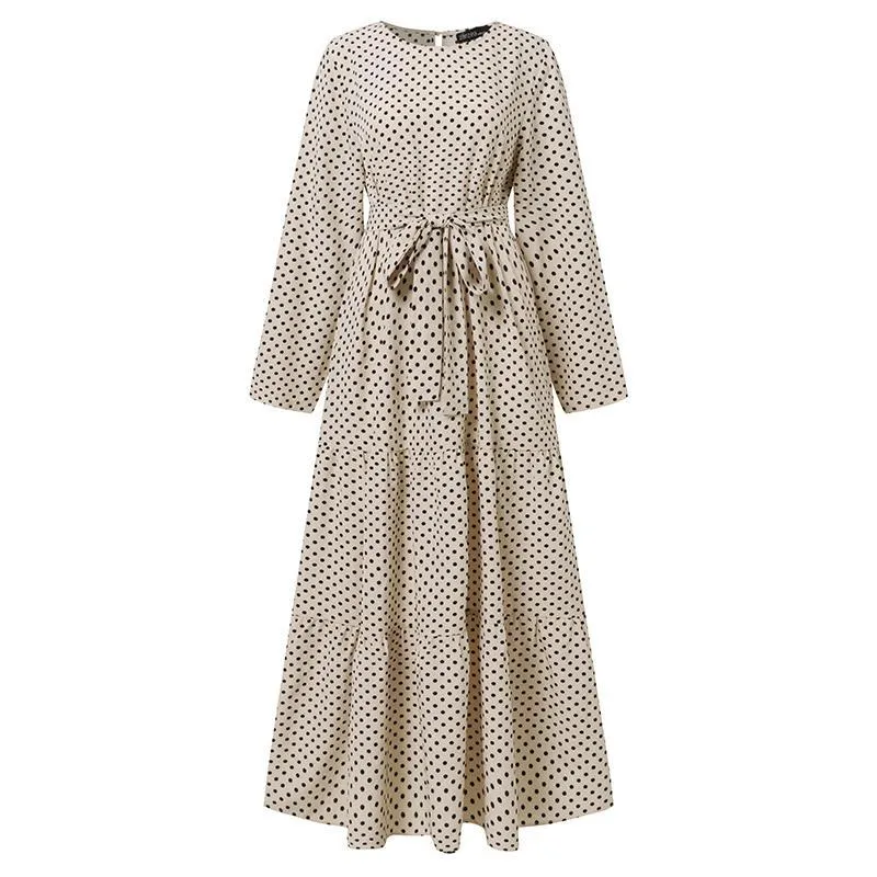 Elegant Long Maxi Dress with Dot Design for Women Fashion Kitenge Teenage Girls Islamic Clothing Set