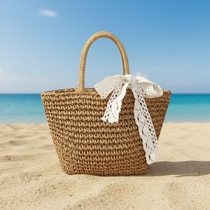 Bolso de Playa de Paja Tejida con Correa Ajustable Personalizable, Accesorio de Moda Boho para el Verano, Bolso de <span class=keywords><strong>Mano</strong></span> para Mujer - Product Image 2