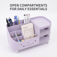 Boîte de rangement de bureau WONFUN avec compartiments couverts pour le bureau, le salon, la chambre à coucher - Organisateur de style Instagram