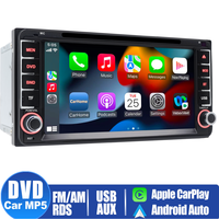 Reproductor de DVD y CD para Auto Toyota, con Apple CarPlay y Android Auto Inalámbricos, Pantalla Táctil, Doble DIN, Bluetooth, USB, SD, FM