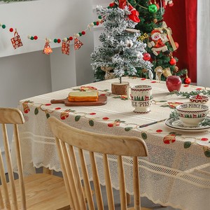 Mantel de Encaje Navideño Estilo Americano, Rojo, Decorativo, para Mesa de Comedor, Té, Eventos, Cubierta de Mesa de Alta Gama - Product Image 5