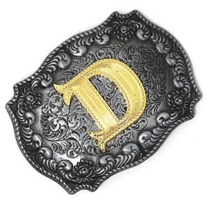 Hebilla de cinturón personalizada de Metal para hombre, A-Z Vintage con letras doradas, iniciales florales, estilo Hip Hop, vaquero, cintura, indio - Product Image 5