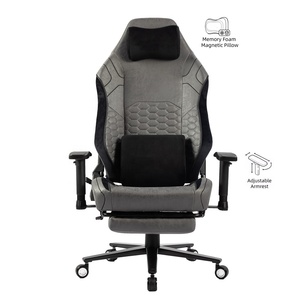 Metal <strong>Wheels</strong> with Aluminum Alloy Feet Big Size Widen Cushion Size XL Magnetic Headrest Office <strong>Gamer</strong> Gaming <strong>Chair</strong> with Footrest - Product Image 1