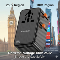 Adaptador de Viaje Universal Slim Plug Todo en Uno para Reino Unido, Estados Unidos, UE, Australia, 15 W PD, Cargador de Energía Mini Ultrafino 4 en 1 con 7 Puertos