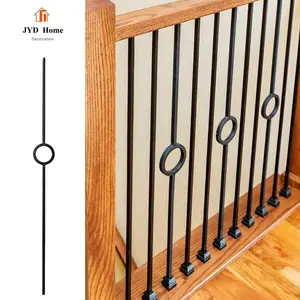 JYD 1/2" Single Circle Wrought Iron Stair Balusters Hollow Square Powder Coated Stair Railing Metal Spindles