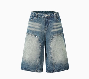 Hip Hop Jorts Washed Denim <strong>Shorts</strong> Men's Washed Vintage <strong>Old</strong> Loose Straight Wide-leg <strong>Shorts</strong> Oversized - Product Image 2