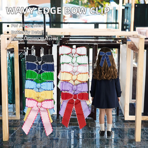 Kinderen multicolor geribbelde lint strik haarclip met golvende rand paardenstaart haarspeld eenvoudig achterhoofd accessoire gemaakt van duurzaam materiaal - Product Image 3