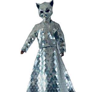Disfraz de Walker con <span class=keywords><strong>zancos</strong></span> de espejo plateado para <span class=keywords><strong>mujer</strong></span>, ropa de actuación de club nocturno Kryoman-DJ, Material reflectante metálico, Ropa de baile - Product Image 6