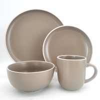 Service de table en grès céramique pour 4 personnes - Porcelaine noire