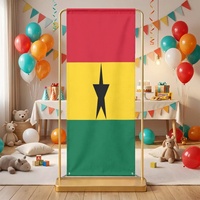 Toile de fond pliable en polyester avec imprimé drapeau du Ghana, disponible en plusieurs tailles, pour fêtes à thème à domicile, cabines photo et réunions de famille
