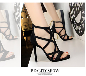 Sandalias <span class=keywords><strong>de</strong></span> Tacón Alto con Tiras Sexys para Mujer, Zapatos <span class=keywords><strong>de</strong></span> Tacón Fino <span class=keywords><strong>de</strong></span> Moda para Chicas, Tallas Grandes - Product Image 4