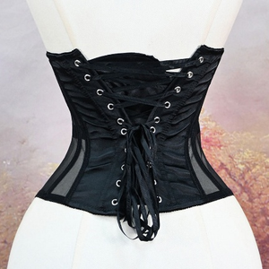 Women's Underbust Boned Lace-up Jacquard <b>Corset</b> <b>Belt</b> Breathable Bustier Waspie Spandex/Nylon Firm Control FancyShape - Product Image 3