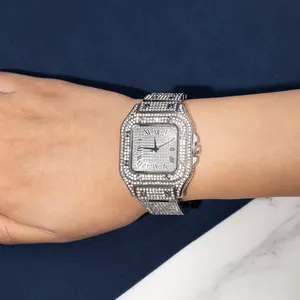 2022 Мода с блестками в стиле «хип-хоп» Часы Мужские лучший бренд класса люкс со льдом часы диаманта золота Мужские квадратные Кварцевые водонепроницаемые часы