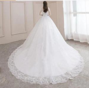 Abiti <span class=keywords><strong>da</strong></span> Sposa Principeschi Dubai 2024, Stile Arabo, Scollatura a V, <span class=keywords><strong>Maniche</strong></span> Lunghe, Applicazioni in Pizzo e Perline, Abiti Formali per Cerimonie in Chiesa - Product Image 3