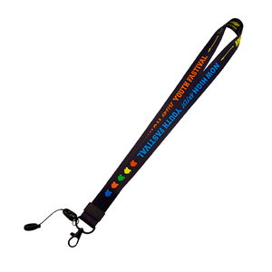Custom Logo Double-sided Printed <b>Polyester</b> <b>Lanyard</b> with Silicone Rings Holder Ring for Phone Keychain - Product Image 2