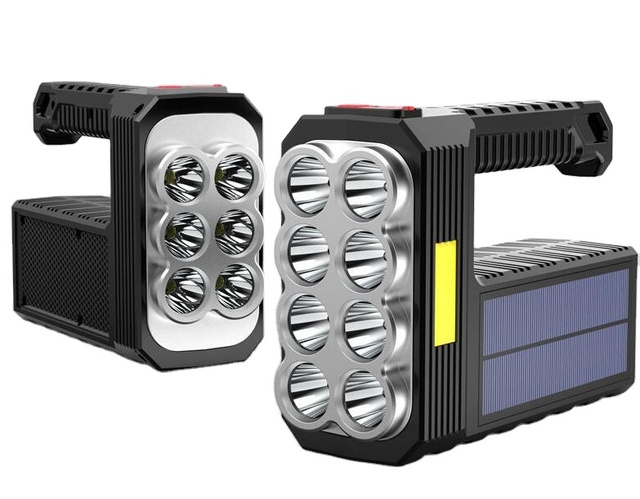 6Led 8 LED Emergency Rechargeable Camping Solar Powered High Power Super Bright Flashlights Torches USB Flashlight